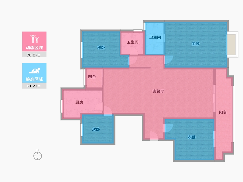 陕西省-西安市-华润置地曲江九里-126.00-户型库-动静分区