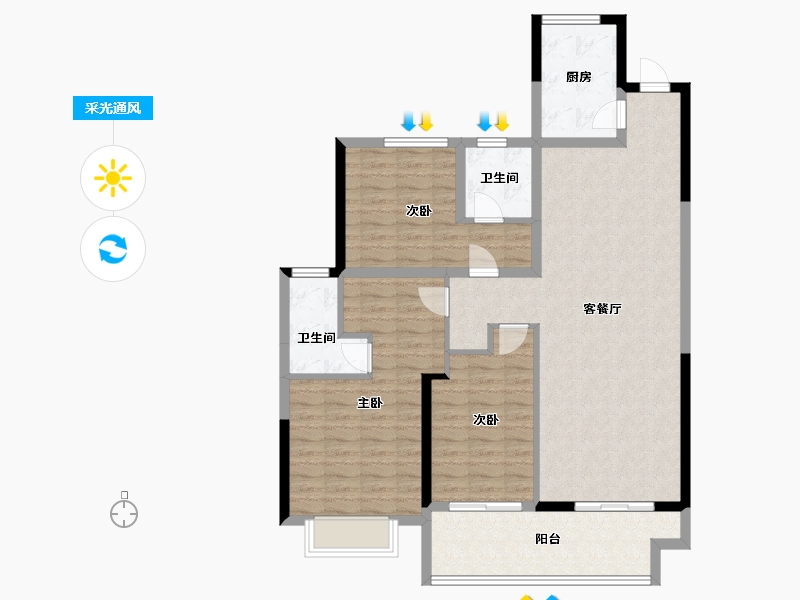 江苏省-常州市-金桐花苑-109.61-户型库-采光通风