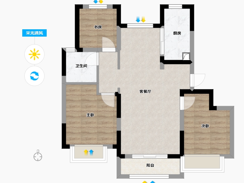 山东省-济南市-中国铁建花语拾光-77.38-户型库-采光通风