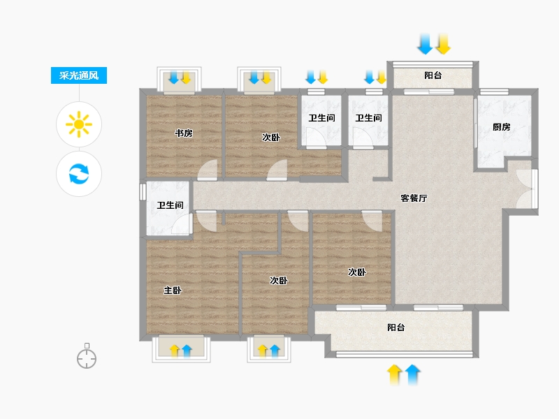 福建省-泉州市-惠安金龙华庭-128.32-户型库-采光通风