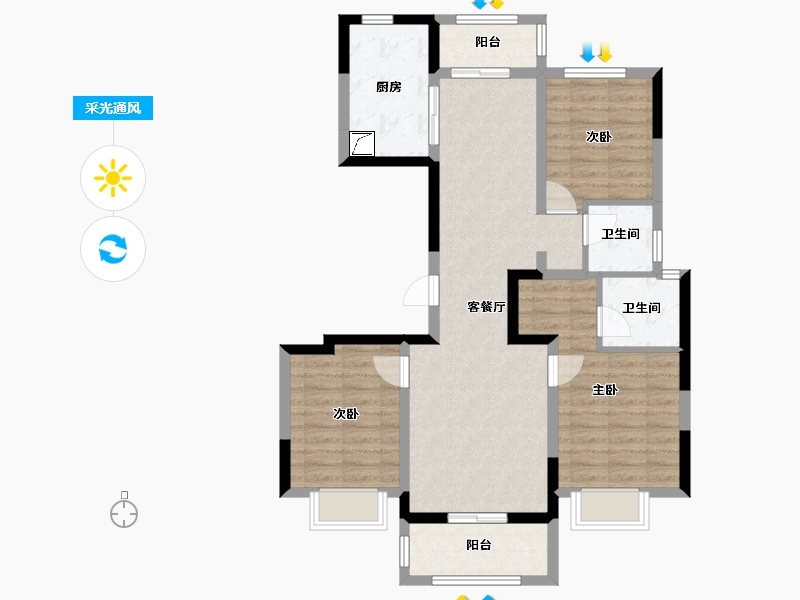 湖南省-长沙市-建发电建·江山悦-86.53-户型库-采光通风