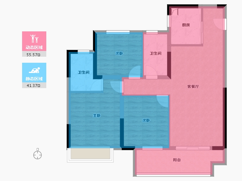 江苏省-常州市-中梁中南拾光印-86.39-户型库-动静分区