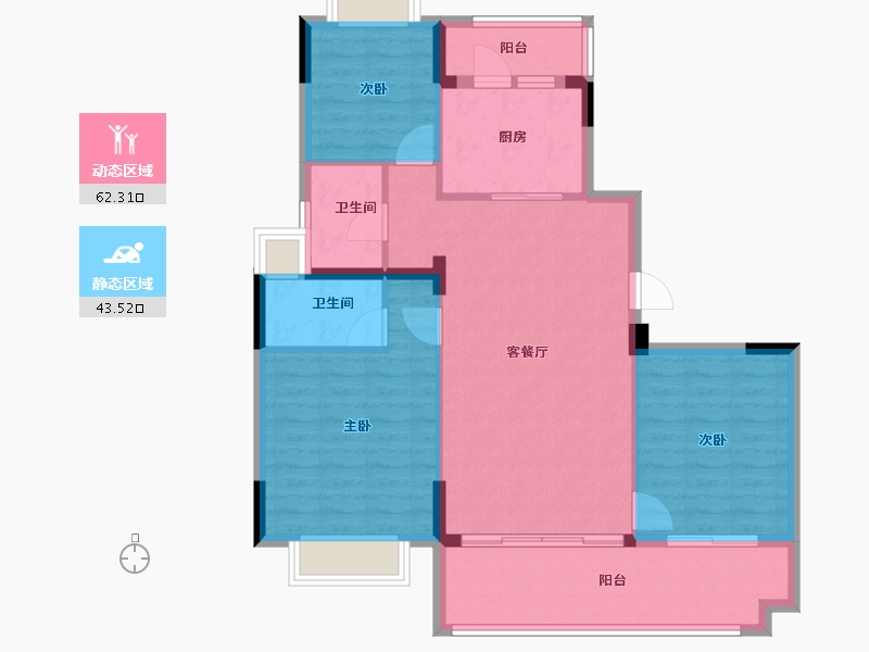 江苏省-常州市-碧桂园燕山汇-96.00-户型库-动静分区