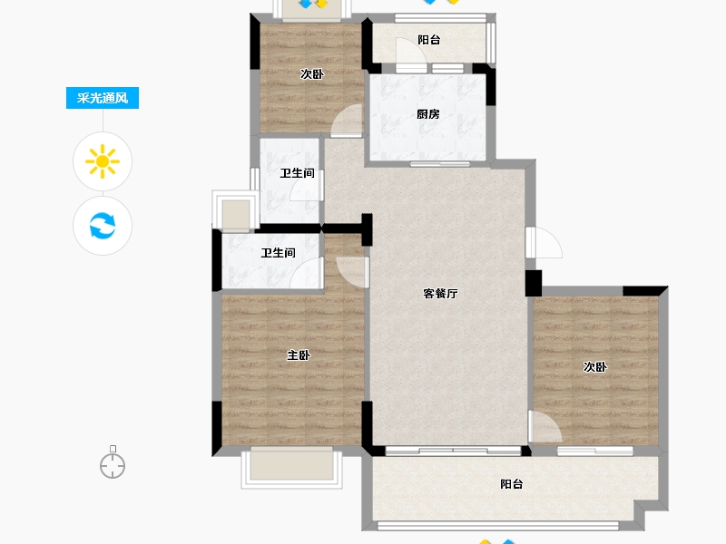 江苏省-常州市-碧桂园燕山汇-96.00-户型库-采光通风