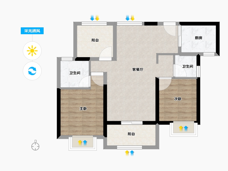 广东省-珠海市-高新宝龙城-70.14-户型库-采光通风