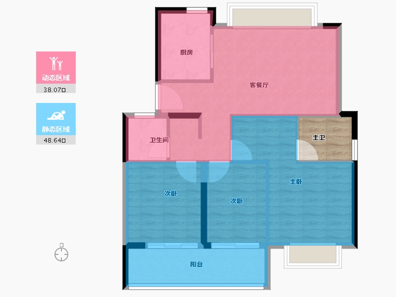 福建省-泉州市-美的云玺台-82.08-户型库-动静分区