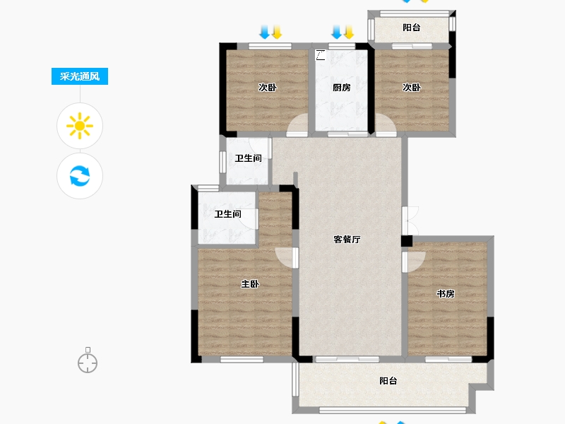 江苏省-常州市-随园金麟府-114.40-户型库-采光通风