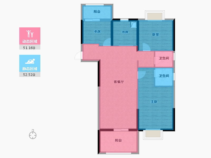 湖南省-长沙市-美的院子-92.84-户型库-动静分区