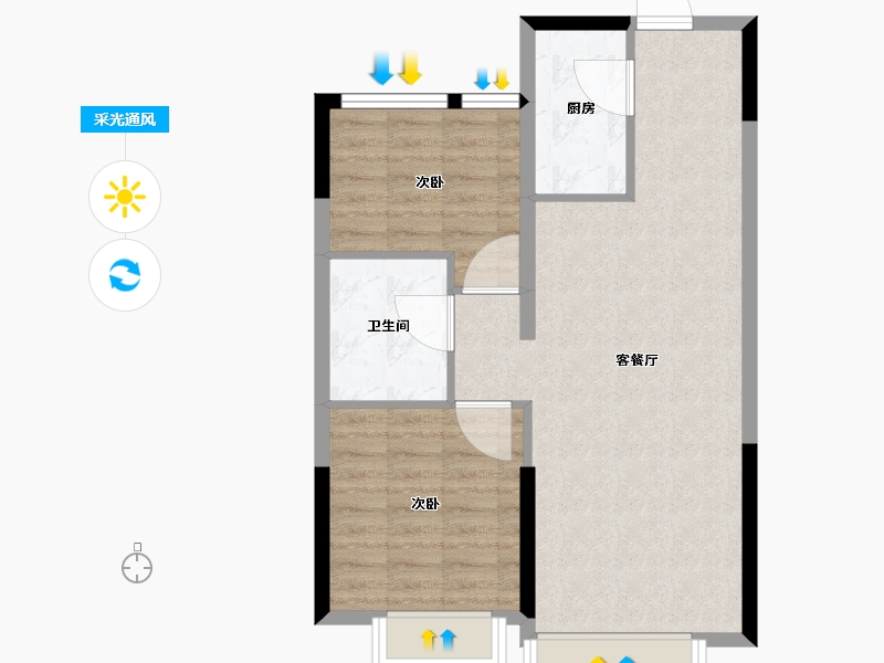 辽宁省-大连市-富力东堤湾畔-66.40-户型库-采光通风