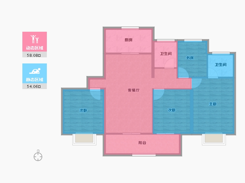 浙江省-宁波市-中南耀悦云庭-101.28-户型库-动静分区