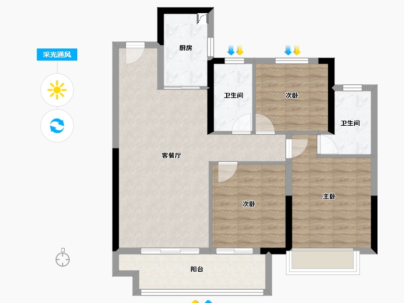 江苏省-常州市-中梁中南拾光印-84.01-户型库-采光通风