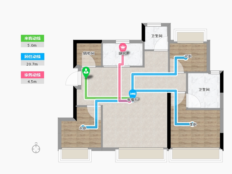 辽宁省-大连市-小窑湾万达广场-84.01-户型库-动静线