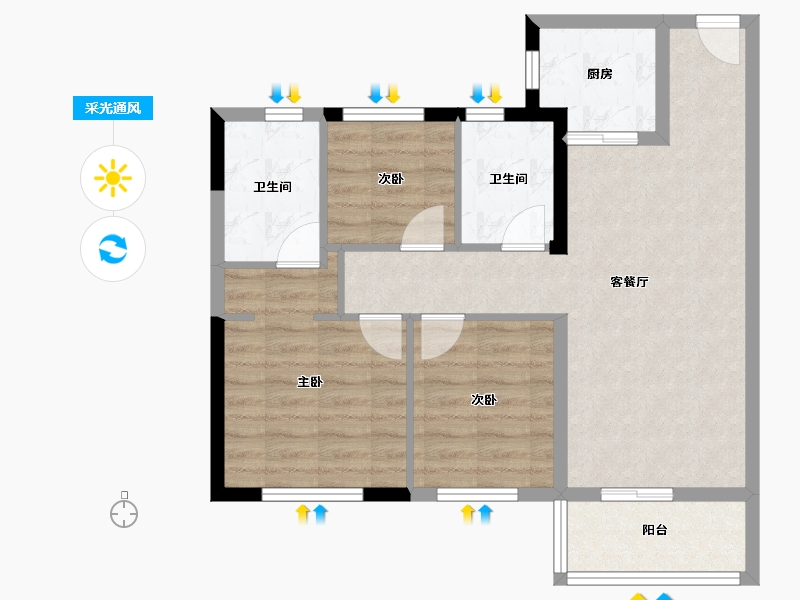 福建省-泉州市-泉州世茂城-71.07-户型库-采光通风