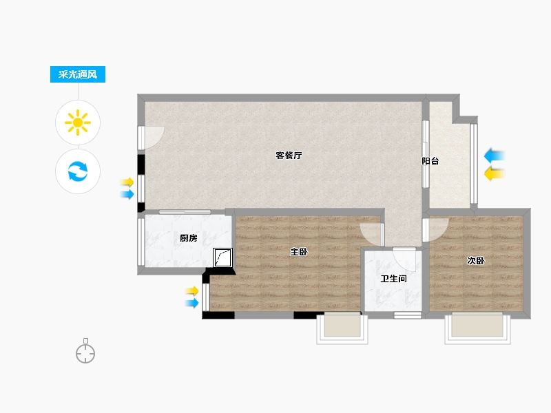 上海-上海市-东外滩·爱国里-76.16-户型库-采光通风