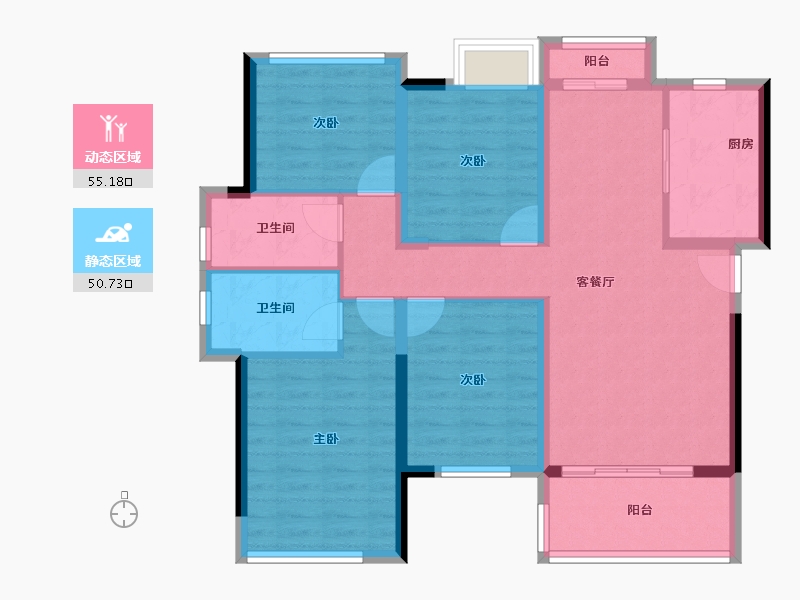 福建省-泉州市-泉州世茂城-94.36-户型库-动静分区