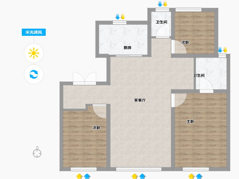 辽宁省-大连市-融创海逸长洲-100.01-户型库-采光通风