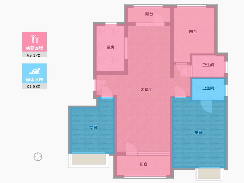 山东省-淄博市-南益名士华府-96.96-户型库-动静分区