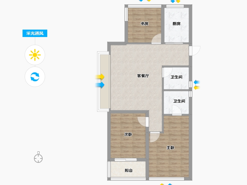 浙江省-宁波市-保利·天悦(三期)-78.77-户型库-采光通风