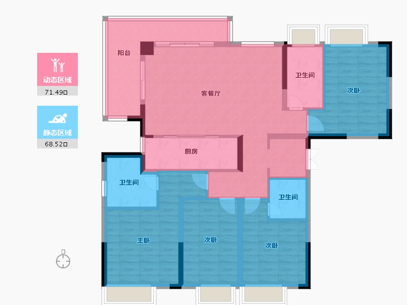 浙江省-杭州市-鸥鹏湾-125.86-户型库-动静分区