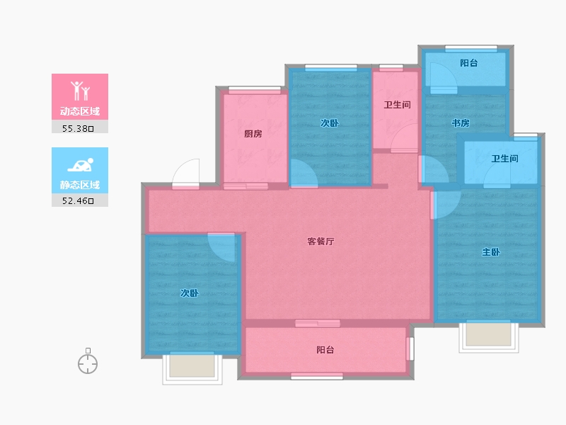 江苏省-苏州市-碧桂园云栖隐山-96.03-户型库-动静分区