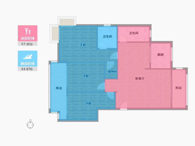 湖北省-武汉市-新绿美地社区-115.00-户型库-动静分区