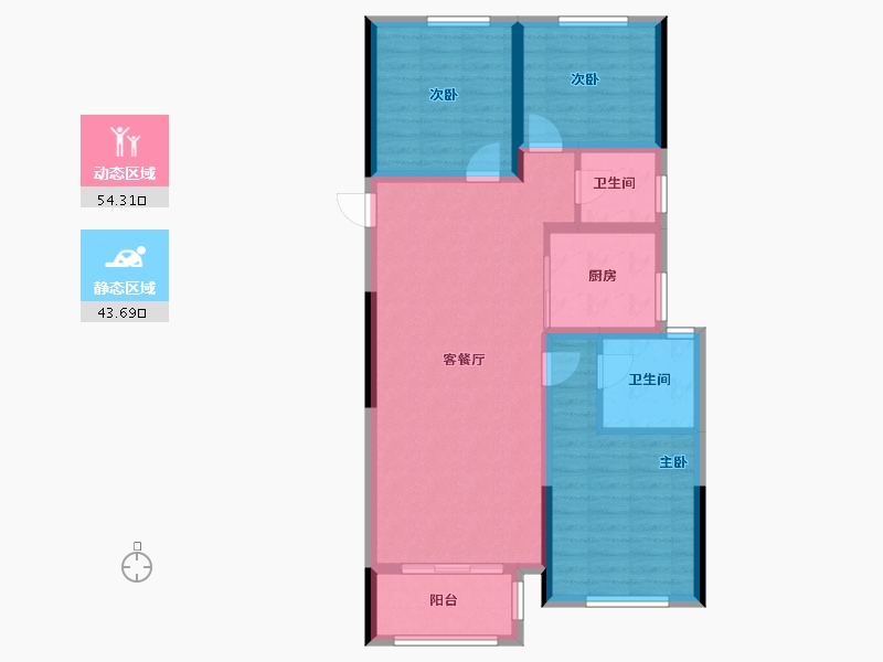 湖南省-长沙市-澳海望洲府-87.76-户型库-动静分区