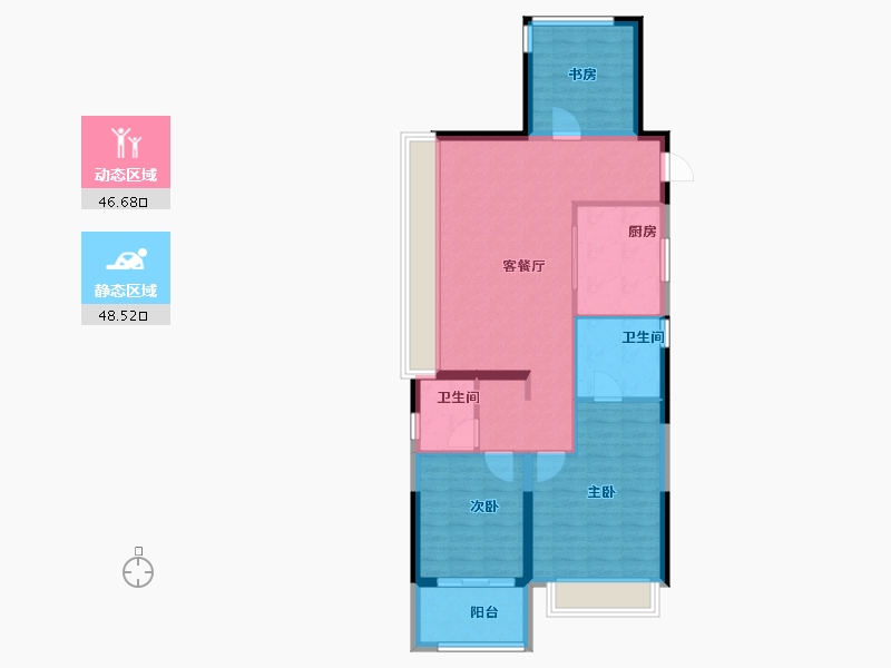 浙江省-宁波市-万科·东潮之滨-85.77-户型库-动静分区