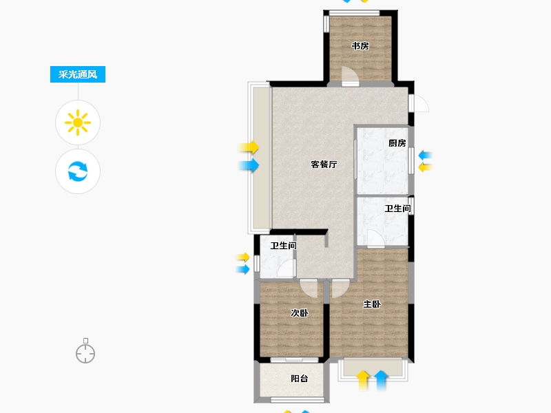 浙江省-宁波市-万科·东潮之滨-85.77-户型库-采光通风