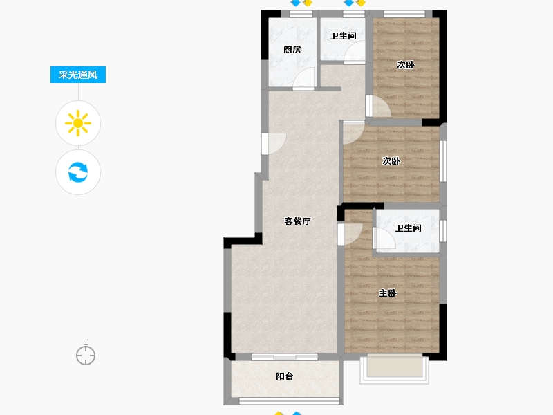 浙江省-宁波市-宝龙东望-82.96-户型库-采光通风