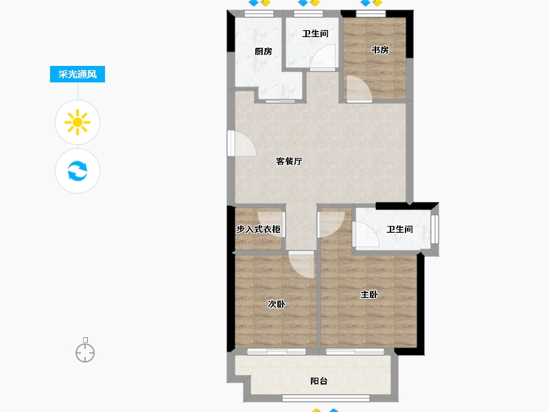 浙江省-宁波市-中南耀悦云庭-73.47-户型库-采光通风