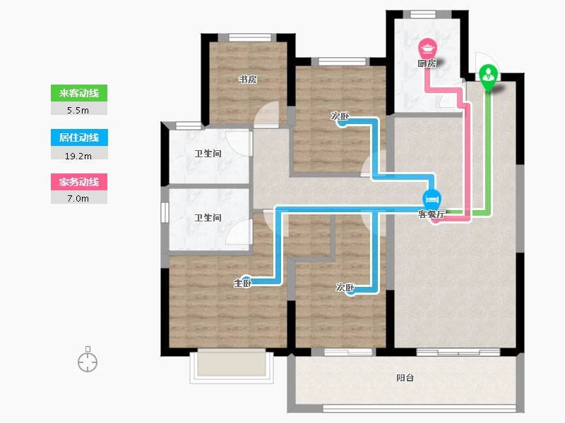 浙江省-宁波市-潮悦南塘-102.87-户型库-动静线