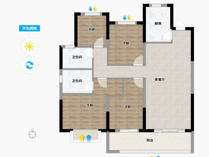 浙江省-宁波市-潮悦南塘-102.87-户型库-采光通风