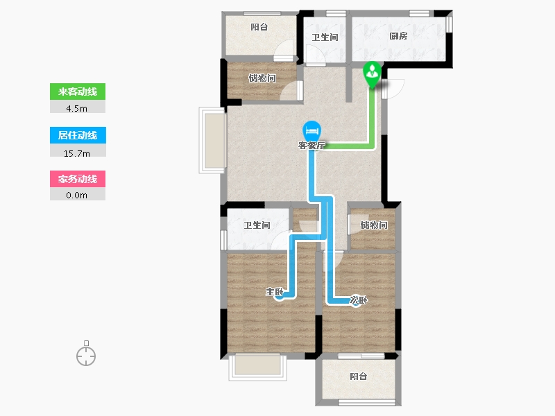 浙江省-宁波市-明洲锦绣桃源-88.05-户型库-动静线