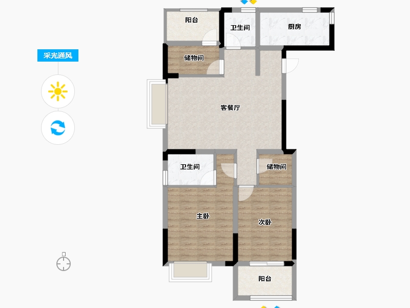 浙江省-宁波市-明洲锦绣桃源-88.05-户型库-采光通风