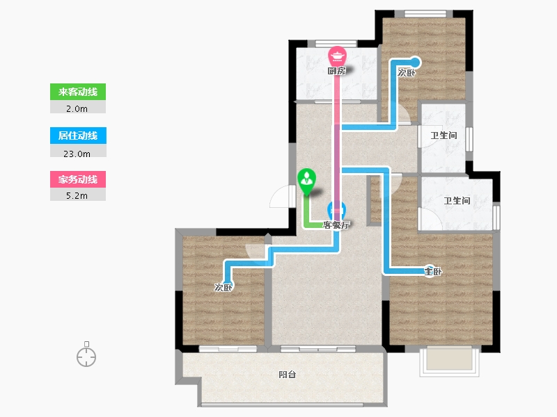 浙江省-宁波市-明洲锦绣桃源-93.77-户型库-动静线