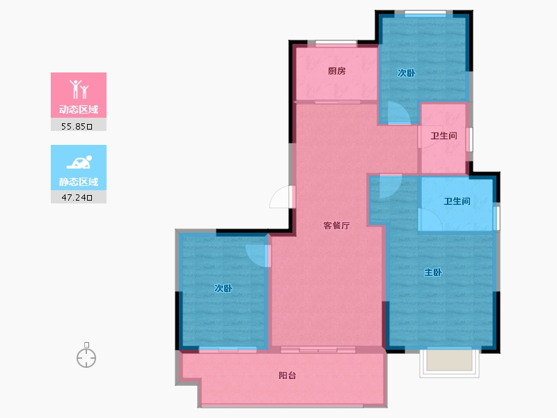 浙江省-宁波市-明洲锦绣桃源-93.77-户型库-动静分区