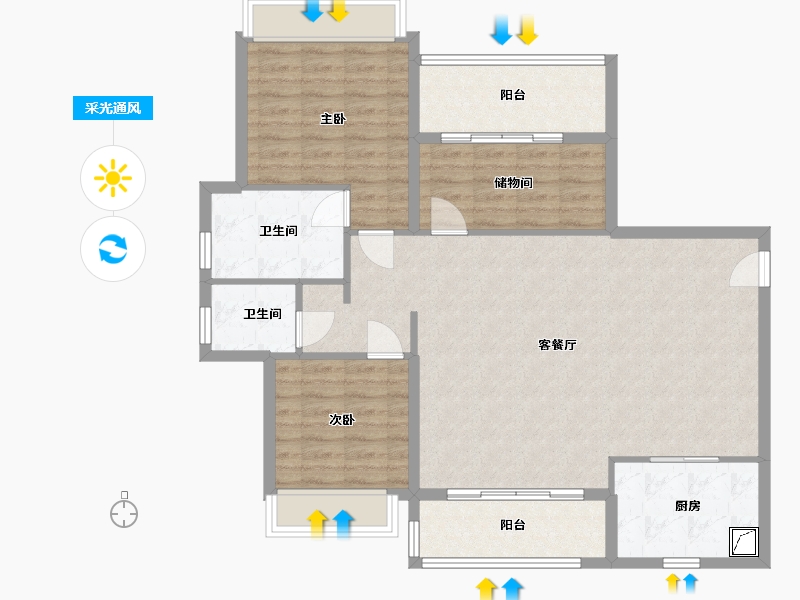 广西壮族自治区-崇左市-锦绣东方小区-107.00-户型库-采光通风