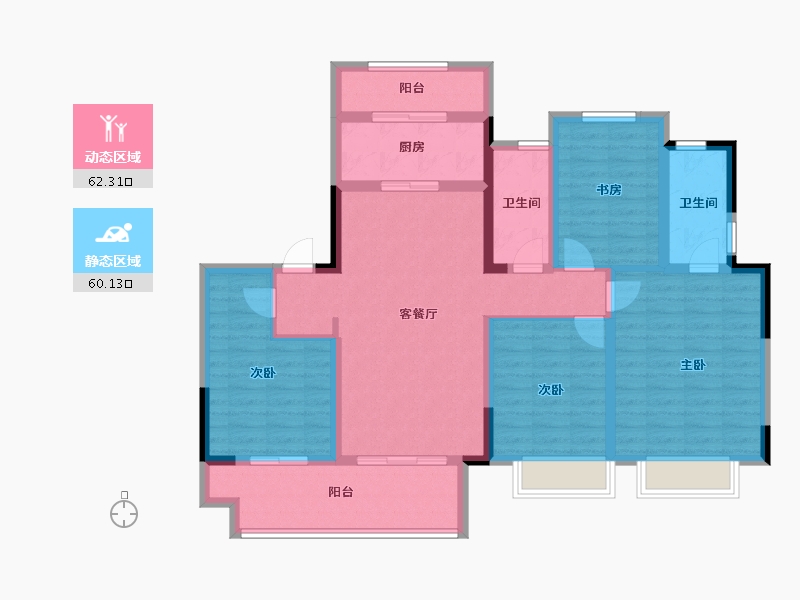 江苏省-常州市-东方君开-108.80-户型库-动静分区