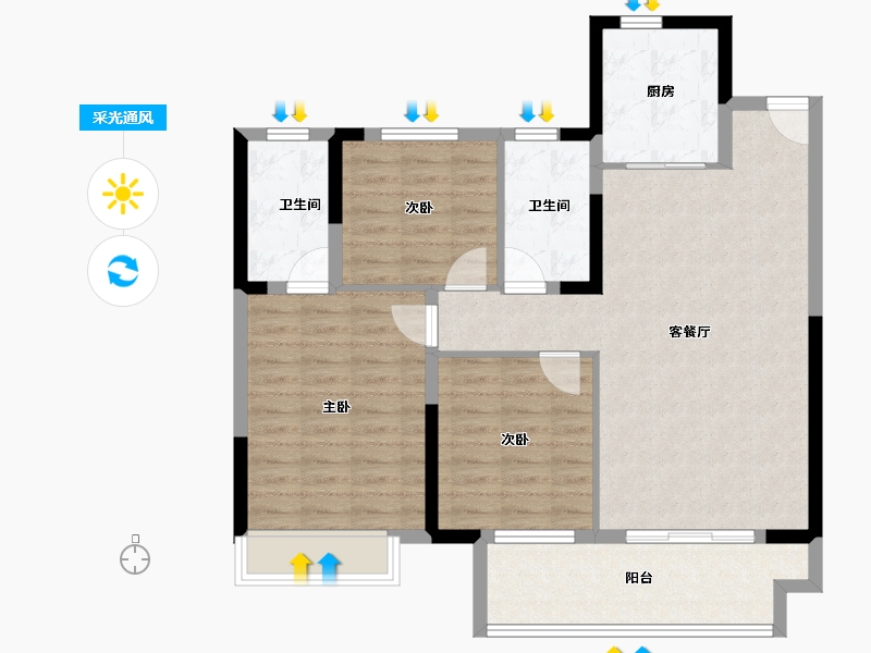 江苏省-常州市-中梁中南拾光印-94.40-户型库-采光通风