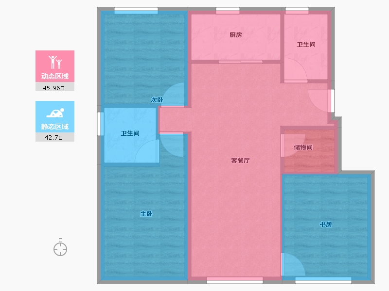 辽宁省-大连市-融创海逸长洲-80.00-户型库-动静分区