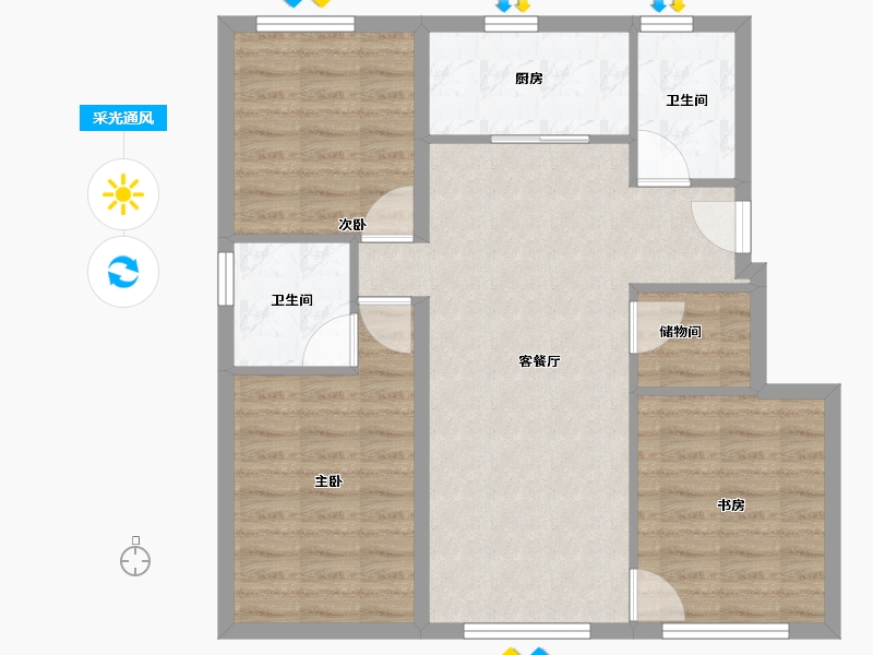 辽宁省-大连市-融创海逸长洲-80.00-户型库-采光通风