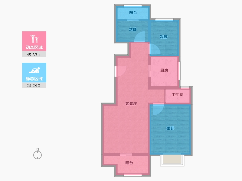 浙江省-宁波市-东原·芳满庭-65.46-户型库-动静分区