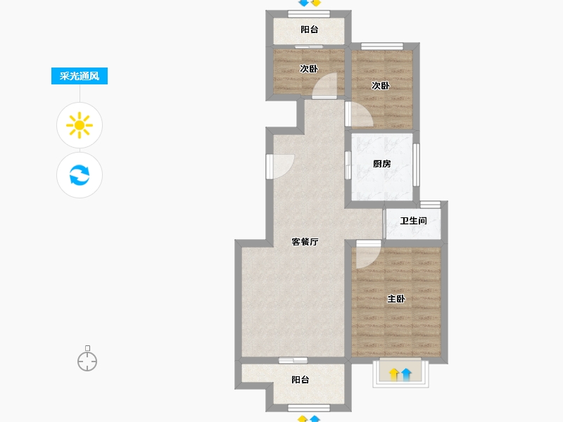 浙江省-宁波市-东原·芳满庭-65.46-户型库-采光通风