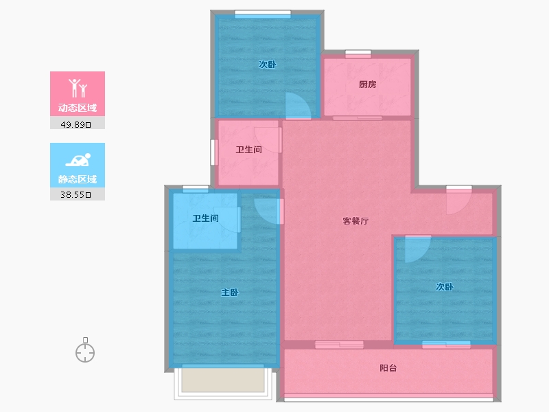 江苏省-常州市-碧桂园保利滨湖云著-79.20-户型库-动静分区