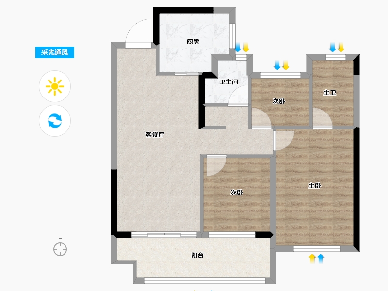 福建省-泉州市-安溪金辉优步学府-81.60-户型库-采光通风