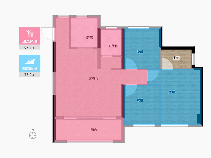 福建省-泉州市-安溪金辉优步学府-89.60-户型库-动静分区