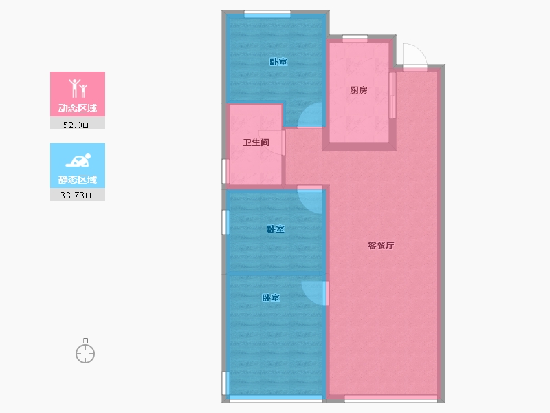 辽宁省-大连市-融创海逸长洲-76.80-户型库-动静分区