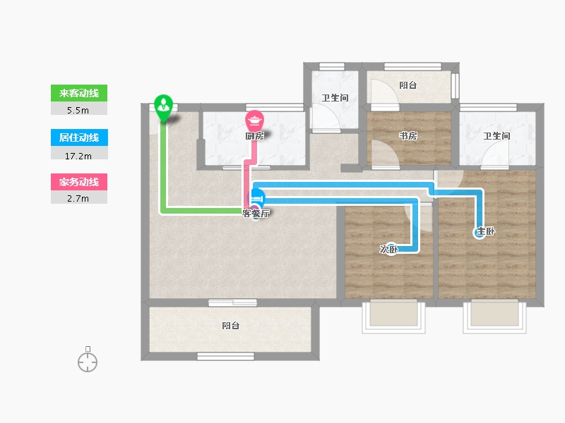 江苏省-苏州市-碧桂园云栖隐山-80.07-户型库-动静线