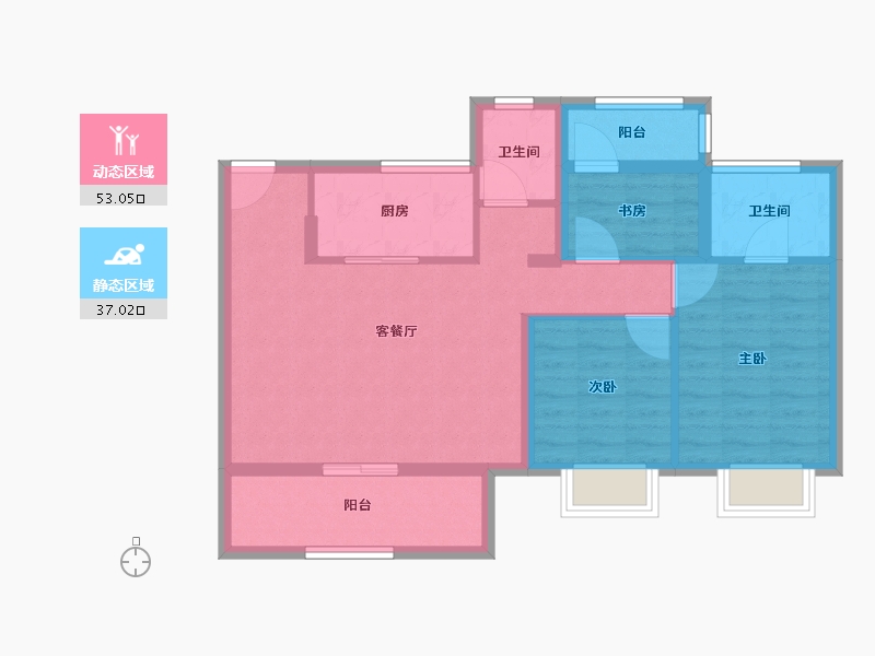 江苏省-苏州市-碧桂园云栖隐山-80.07-户型库-动静分区