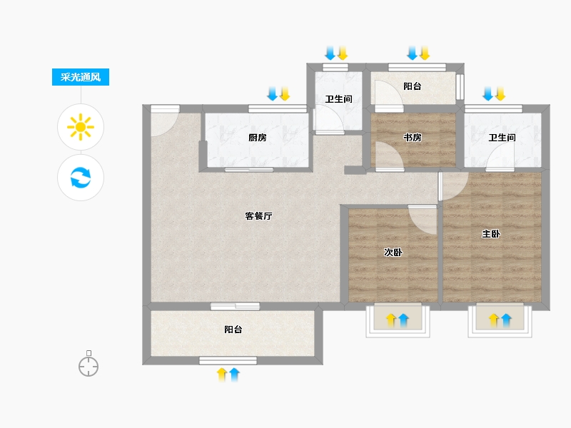 江苏省-苏州市-碧桂园云栖隐山-80.07-户型库-采光通风